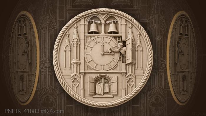 Ancient clock crowns cathedral tower 3d STL model
