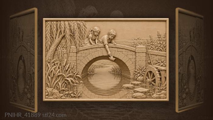 Bridge brook paper boat childhood 3d STL model