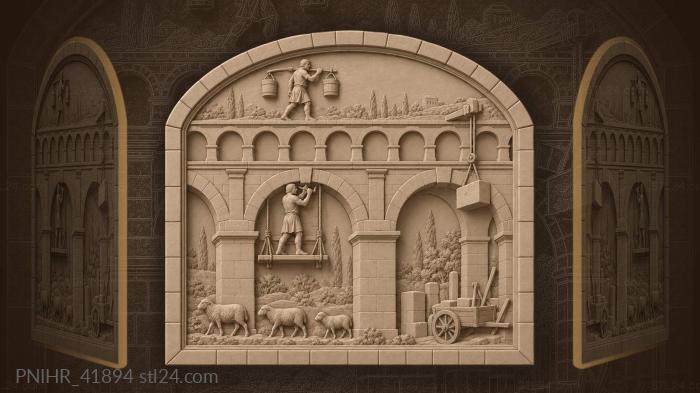 Ancient aqueduct with water carrier stonemason 3d STL model