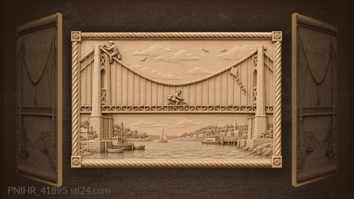 Bridge postman towers cable boats 3d STL model