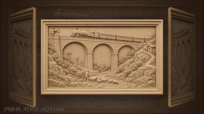 Engine crosses arches as signalman waves 3d STL model