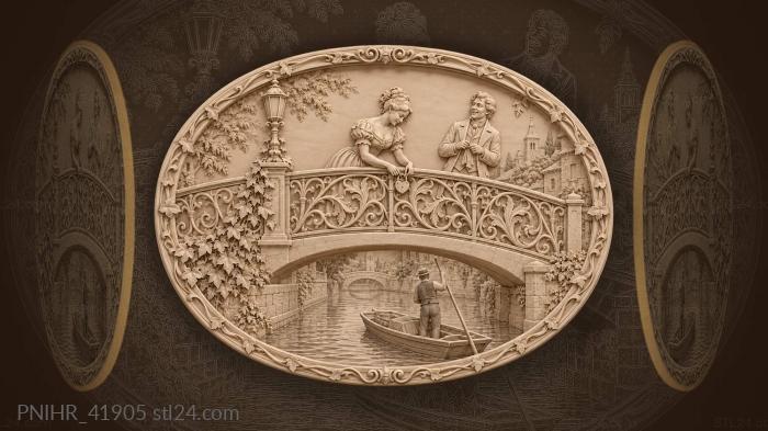 Lovers bridge romantic canal scene 3d STL model
