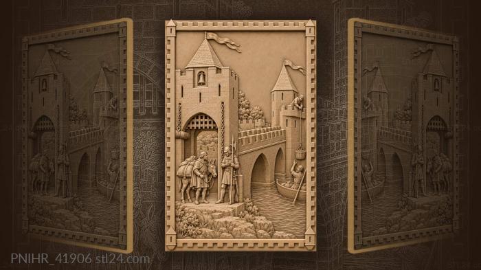 Fortified bridge with bustling trade 3d STL model