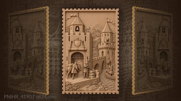 Fortified bridge with bustling trade scene 3d STL model