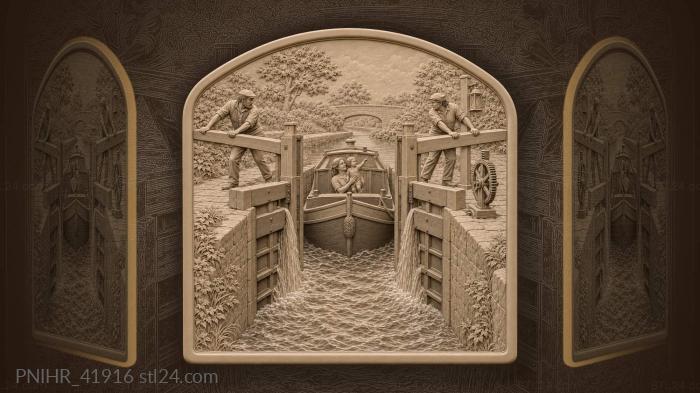 Gate crew heaves while mother lifts child 3d STL model