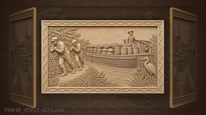 Loaded barge arrives first by canal 3d STL model