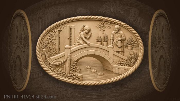 Girl launches paper boats downstream 3d STL model