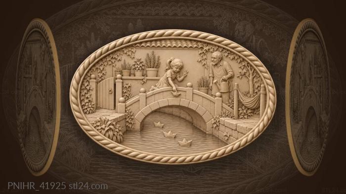 Gardener pauses as folded boats pass 3d STL model