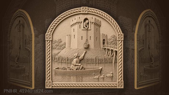 Castle keep fisherman moat willow stakes 3d STL model
