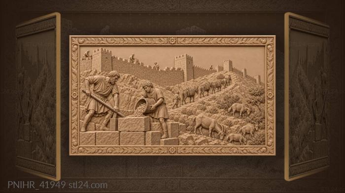 Fortress on rolling hillside construction 3d STL model