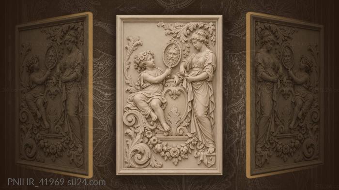 Another cherub ties sash around cartouche 3d STL model