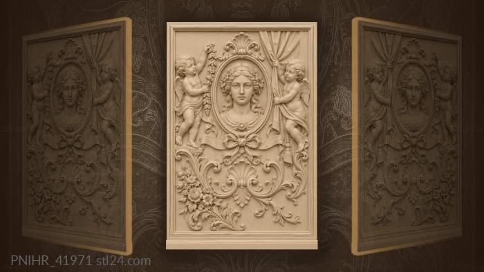 Another putto draws curtain aside for lady 3d STL model