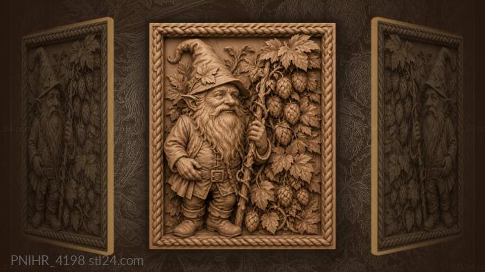 Forest gnome among lush hops 3d STL model