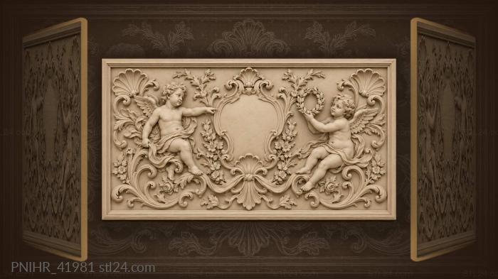 Angels with wreath and cartouche 3d STL model
