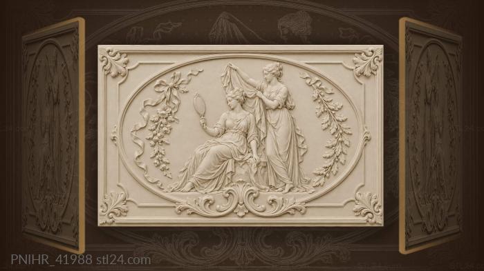 Second cherub drapes cloth over oval 3d STL model