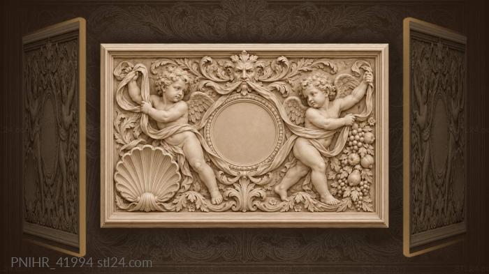 Twin cupids twist ribbon beside fruit garland 3d STL model