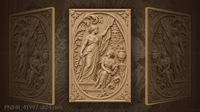 Angel unveiling theatrical mask with garland 3d STL model