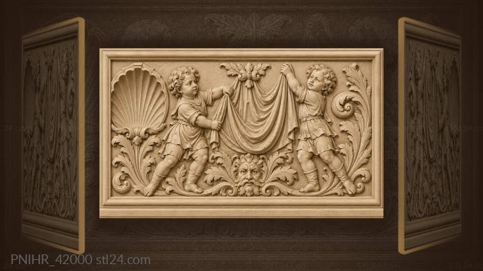 Wrestling putti drag the swag between them 3d STL model