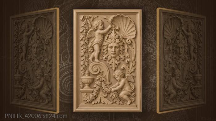 Putto with mascaron and garland 3d STL model
