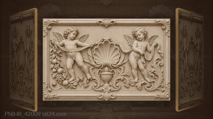 Two putti frame shell with fruit 3d STL model