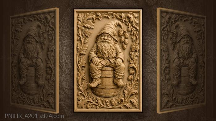 Gnome with hops on barrel 3d STL model