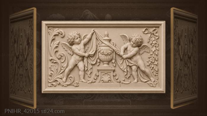 Two putti wrestle with drapery 3d STL model
