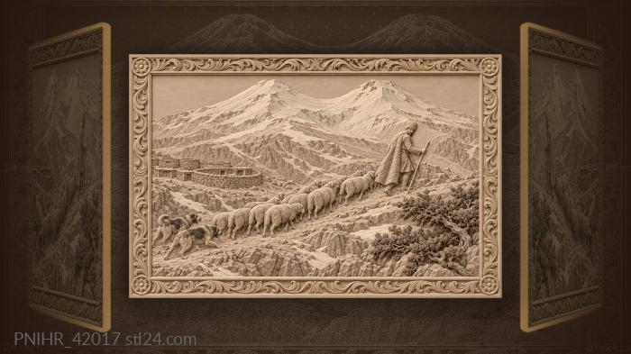 Dogs drive stragglers along the mountain track 3d STL model