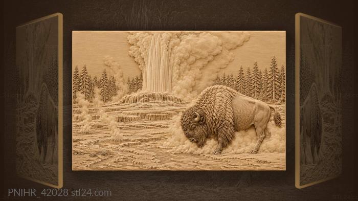 Yellowstone geyser bison steam vents 3d STL model