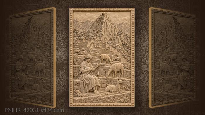 Spinner twists yarn beneath huayna picchu 3d STL model