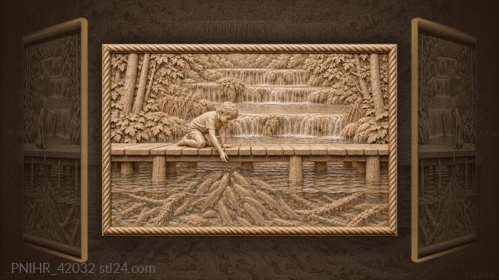 Young feeder draws fish through cascades 3d STL model