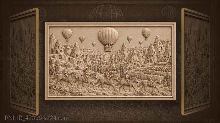 Horses race beneath cappadocia balloons 3d STL model