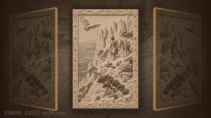 Eagle soars above tatar horseman 3d STL model