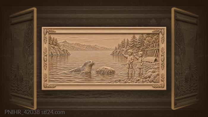 Wading children welcome a baikal seal 3d STL model