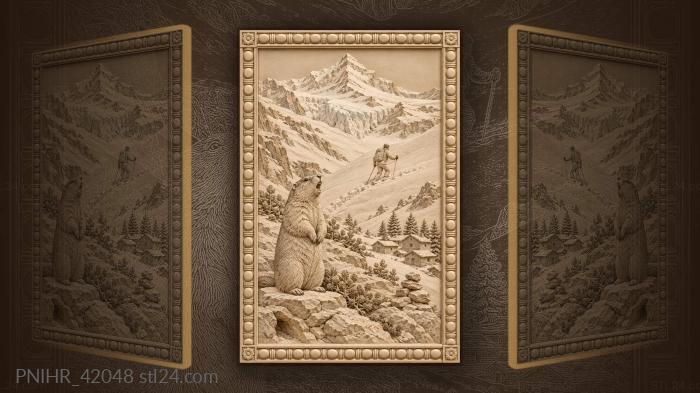 Jungfrau alpine marmot skier landscape 3d STL model
