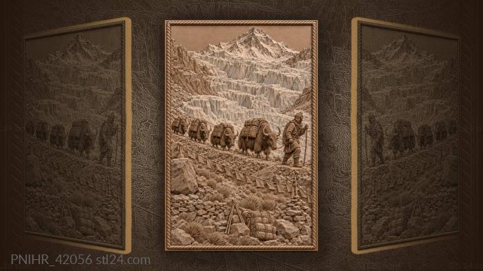 Yak caravan below the everest icefall 3d STL model