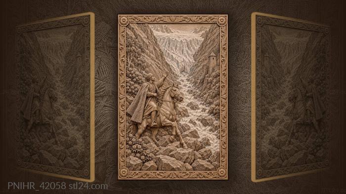 Karmadon gorge horseman and glacier view 3d STL model
