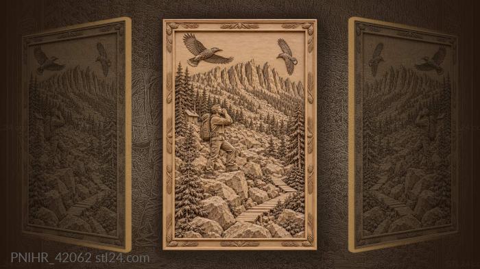 Backpacker follows duckboards toward the shelter 3d STL model