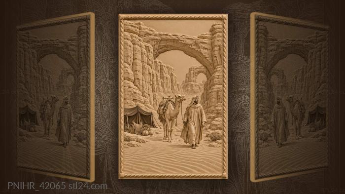 Bedouin with camel under arch 3d STL model