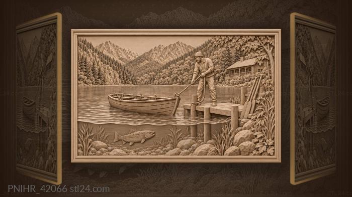 Ritsa lake boatman and trout fishing 3d STL model