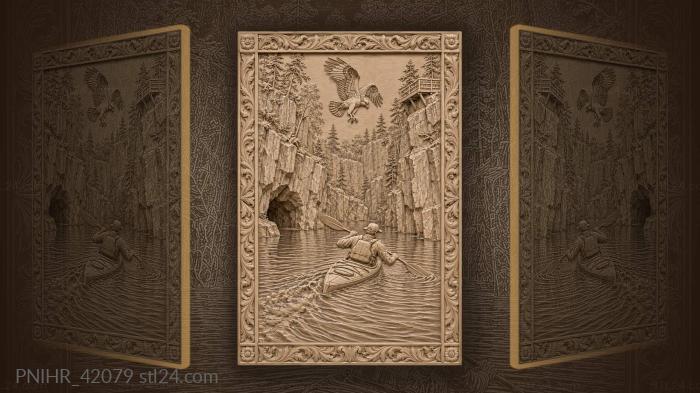 Osprey descends as paddler crosses ripples 3d STL model