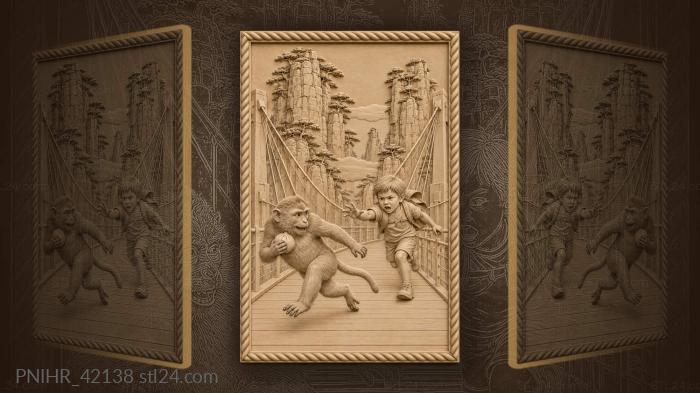 Boy chases the thief above the chasm 3d STL model