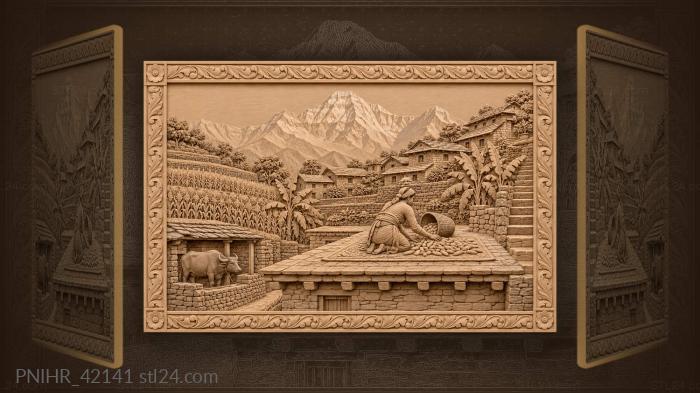 Annapurna village life maize harvest 3d STL model