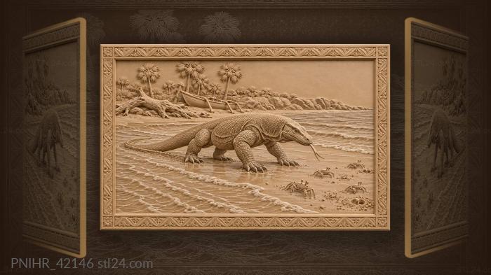 Komodo dragon beach scene indonesia 3d STL model