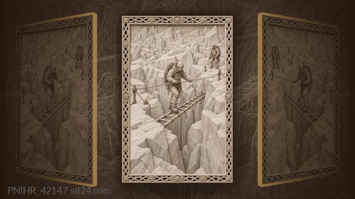 Khumbu icefall climber crossing crevasse 3d STL model