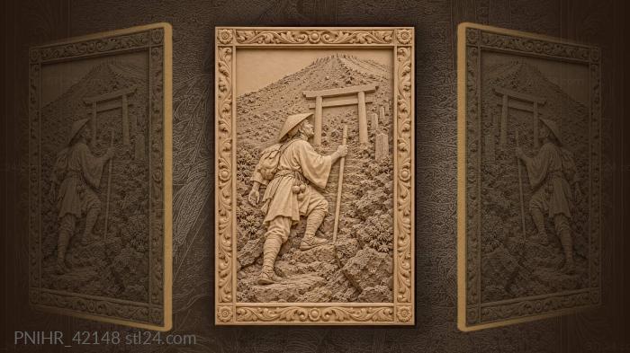 Fuji pilgrim ascending volcanic trail 3d STL model