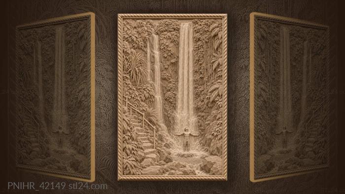 Bamboo handrail descends into the gorge 3d STL model