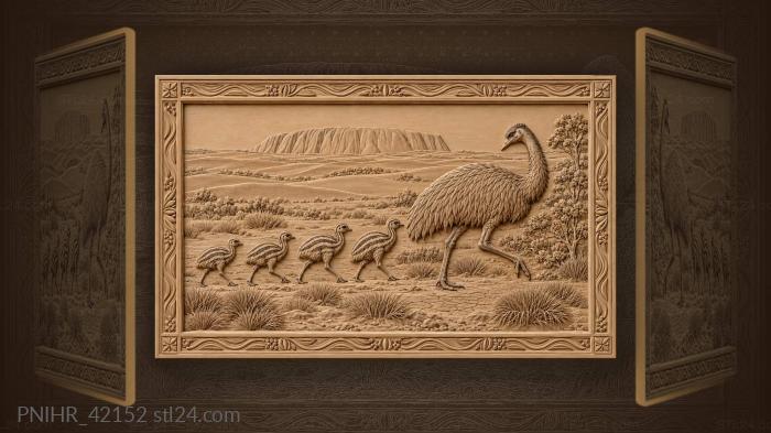 Chicks trail single file past spinifex 3d STL model