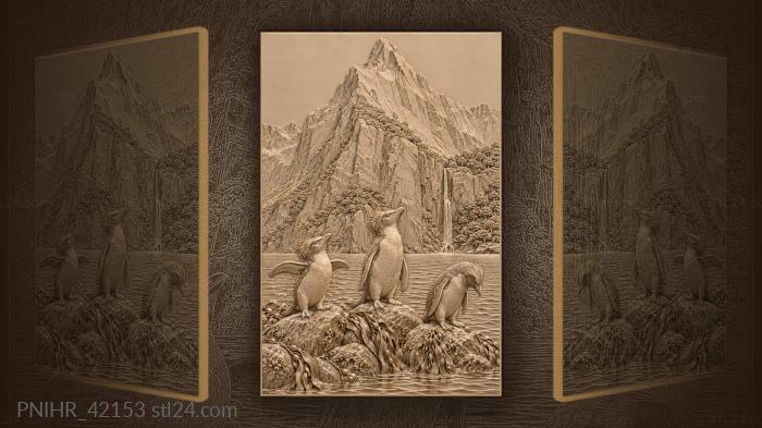 Penguin shakes its flippers by the waterline 3d STL model