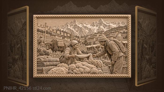 Loaded yak among prayer flags at namche 3d STL model