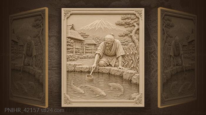 Oshino hakkai fuji spring water scene 3d STL model